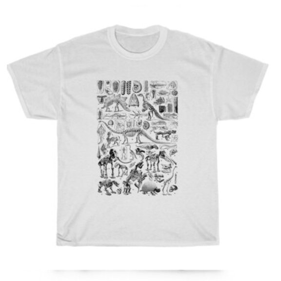 Velto Vintage Dinosaur Fossils Paleontology Jurassic Period T-Shirt Unisex Tee Gift All Size S-5XL