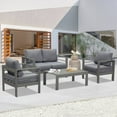 thumbnail image 3 of CozyHom 4 Seats Modern Outdoor Aluminum Furniture Sofa Set, All-Season Patio Metal Conversation Couch With Table And Cushions, Gray, 3 of 11