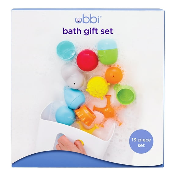 Ubbi Baby Bath Toy Gift Set, Includes Toy Drying Bin & 12 Toys, Baby Bathing