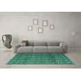 thumbnail image 3 of Ahgly Company Machine Washable Indoor Square Abstract Turquoise Blue Modern Area Rugs, 3' Square, 3 of 4