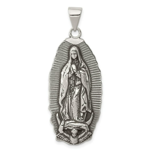 Sterling Silver Our Lady of Guadalupe Pendant Necklace, Virgin Mary Catholic Medal for Women or Unisex, Religious Devotional Jewelry Symbolizing Faith and Protection