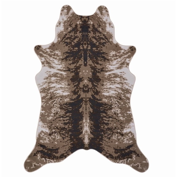 Area Rugs, Hide GC_CHD1003 Brown 5 ft. x 7 ft. Area Rug, Brown Ivory Throw Rugs,Polyester Indoor Rugs, Household Supplies & Décor, Rugs Hide GC_CHD1003 Brown 5 ft. x 7 ft. Area Rug