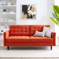 thumbnail image 2 of Tufted Sofa, Velvet, Orange, Modern Contemporary Urban Design, Living Lounge Room Hotel Lobby Hospitality, 2 of 9