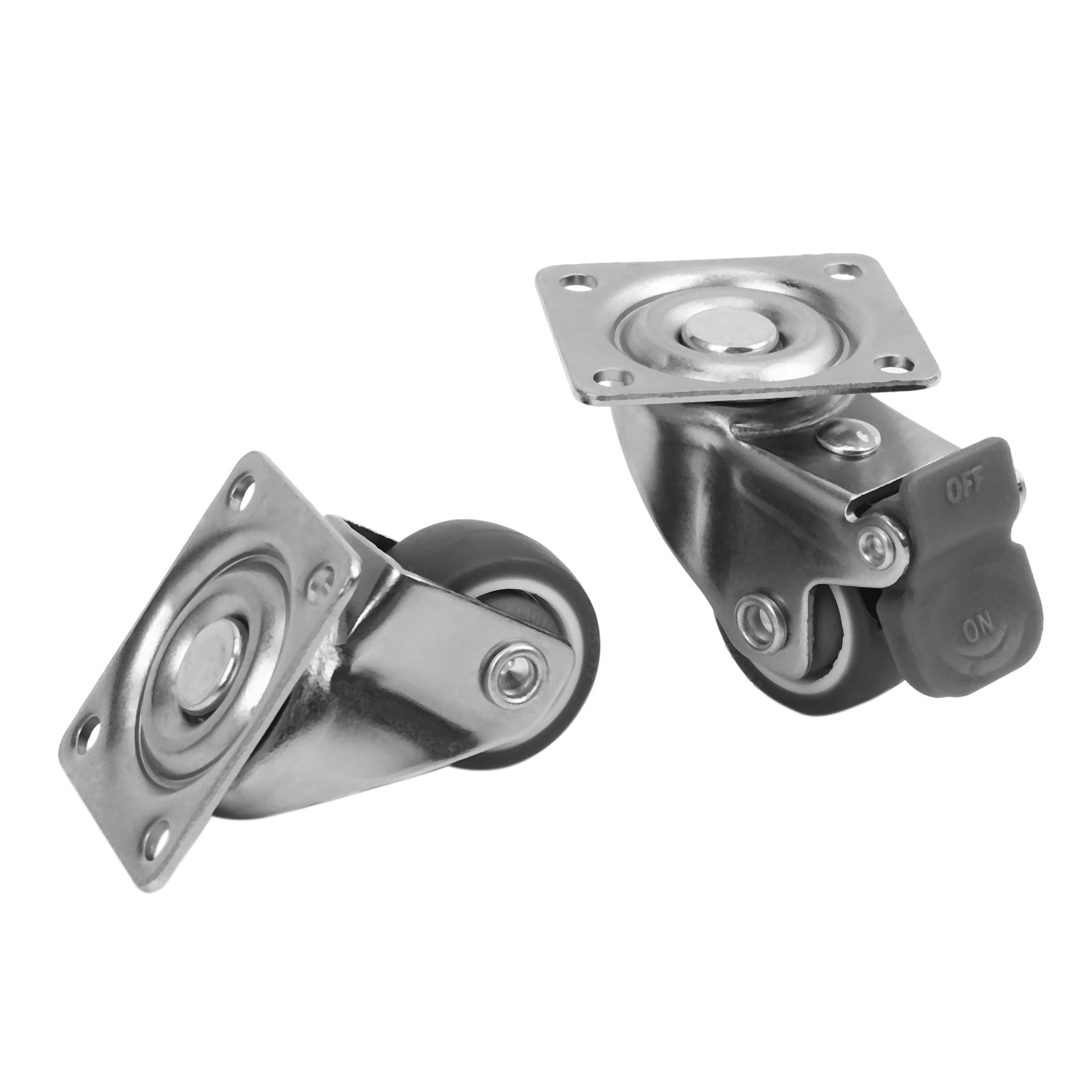 12 Pack 1 Inch Low Casters Wheels Soft Rubber Swivel Caster with Top Plate 100 Lb Capacity