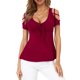 thumbnail image 2 of Camisas con hombros descubiertos para mujer,Camisas con hombros descubiertos para mujer Camisas para mujer Tops Camisas con cordones y hombros descubiertos para mujer Funcionalidad versátil, 2 of 5