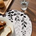 thumbnail image 3 of Grey Ombre Botanical Round 13 Inch Placemats Set of 6, Watercolor Gray Pastoral Leaf Rustic HeatResistant Non Slip Place Mats for Dining Table, Wipeable Braided Kitchen Table Mats for Housewarming, 3 of 9