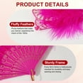 thumbnail image 3 of Uxcell Embroidered Flower Marabou Feather Fan, Vintage Folding Handheld Fan for Costume Party Dancing Wedding Show Rose Red, 3 of 6