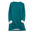 thumbnail image 4 of ZyeKqe Tops for Women 2023 Long Sleeve Pullover Round Neck Fleece Lined Tops Winter Loose Casual Warm Solid Color Coat, 4 of 4
