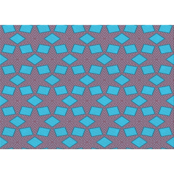 Ahgly Company Indoor Rectangle Patterned Bright Turquoise Blue Area Rugs, 2' x 5'