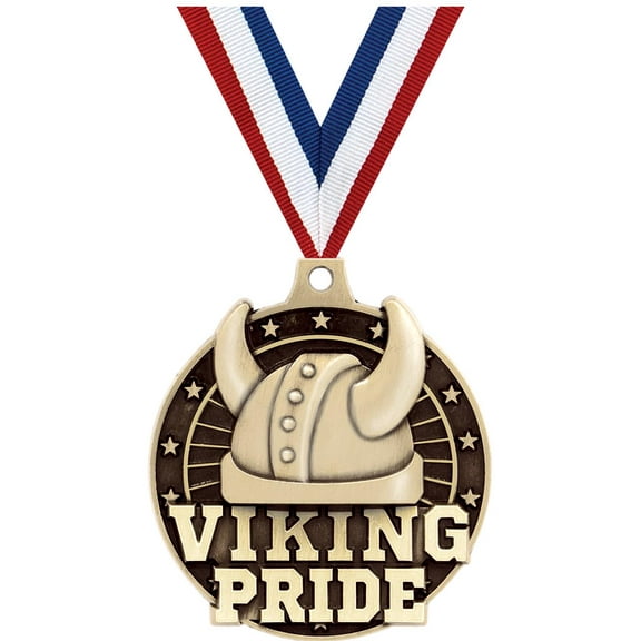 Viking Pride Medals, 2" Gold Diecast Viking Pride Medal Award 1 Pack