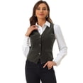 thumbnail image 2 of Chaleco de terciopelo vintage para mujer, trajes de negocios formales, chaleco Steampunk con botones Gris Oscuro M, 2 of 2