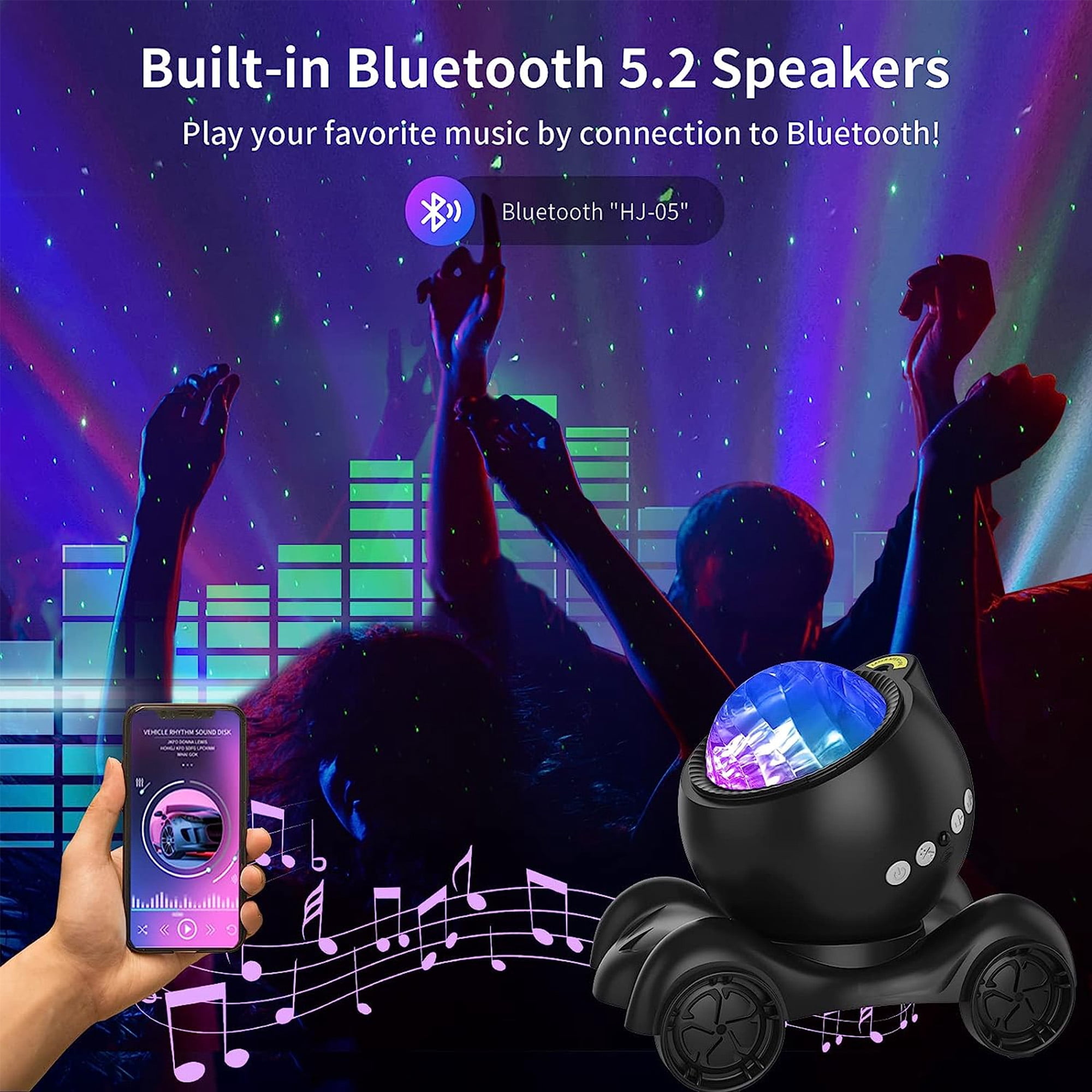 Aurora Projector, Galaxy Projector for Bedroom with Built-in Bluetooth Speaker, Night Light Projector for Kids Adult, Star Projector for Ceiling/Party/Gift