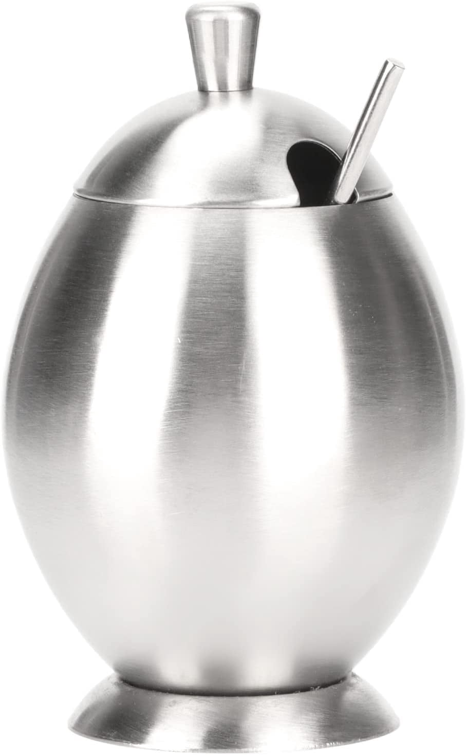 ABCISI Condiment Container, Stainless Steel Egg Shaped Oval Condiment Jar With Spoon, Seasoning Container For Kitchen Resturant