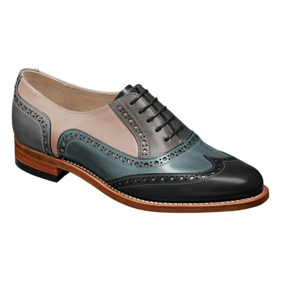 YDN Women Round Toe Slip on Oxford Pumps Lace up Low Chunky Heels Formal Dress Daily Work Shoes Size 7 Black Multi