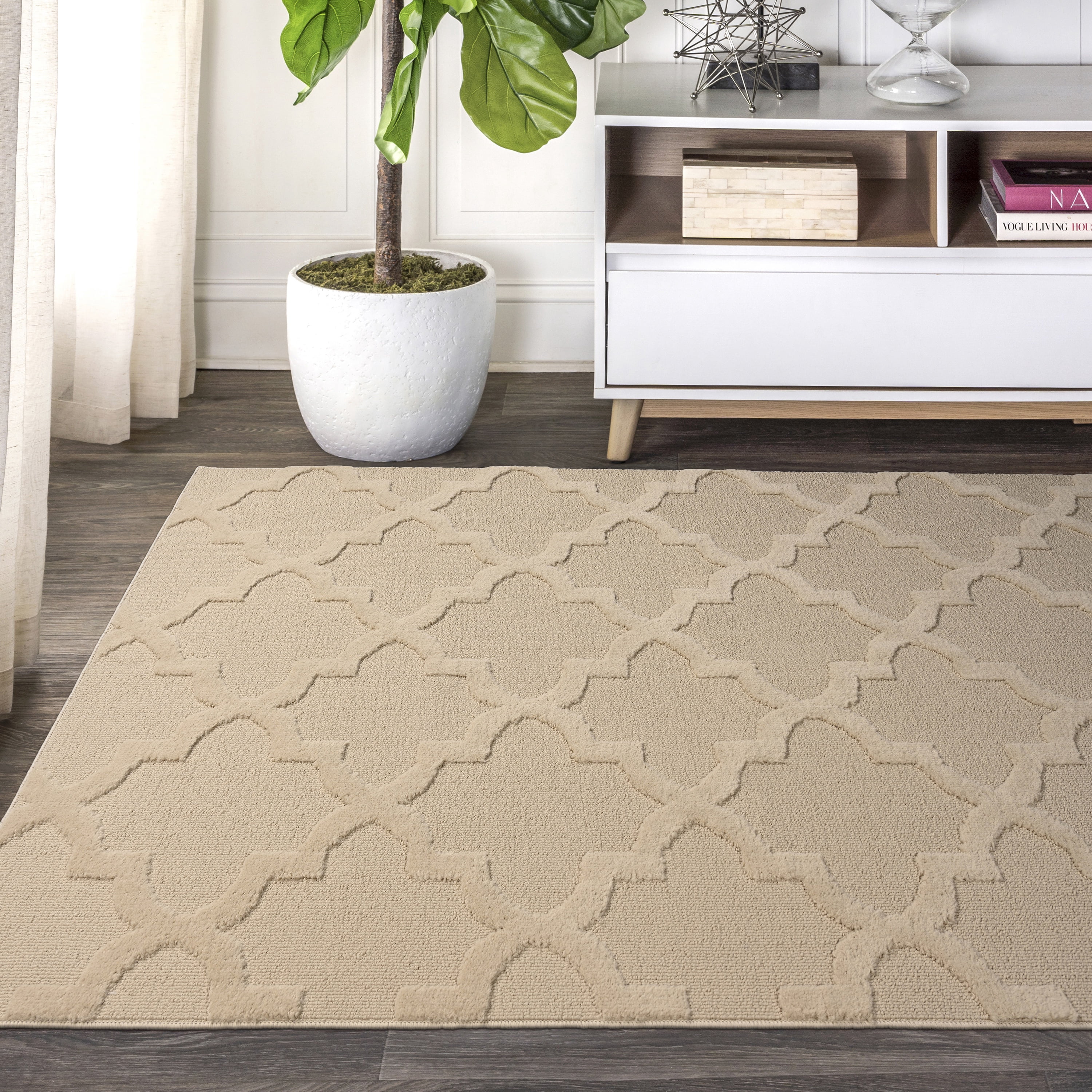 Garland Rug Quatro Polypropylene Tan Indoor Area Rug, 5' x 7'