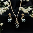 thumbnail image 3 of Rosec Jewels Tahitian Pearl Diamond Jewelry Set for Women - AAA Quality - Designer Necklace and Earrings Set with Jewelry Box, 10K Yellow Gold, 3 of 8