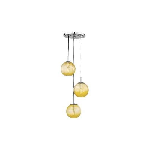 Hudson Valley Rousseau 3 Light Pendant Amber Glass Polished Chrome 2033 Pc La Com Hudson Valley Rousseau 3 Light Pendant, Vanessa 3 Light Chrome Chandelier With K9 Crystal Dangles