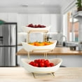 thumbnail image 7 of StarZe 3 Tier Fruit Tray with Metal Stand,Ceramic Bowls for Food,Vegetable,Cake,Dessert Storage Basket,White, 7 of 7