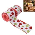 thumbnail image 2 of 5Yards Round Dot Burlap Ribbon With Wire Edges For Christmas Tree Decorations Crafts Gift Wrapping, 2 of 8