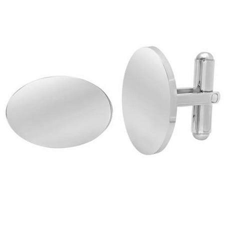 Mens Stainless Steel Engraveable Oval Cufflinks