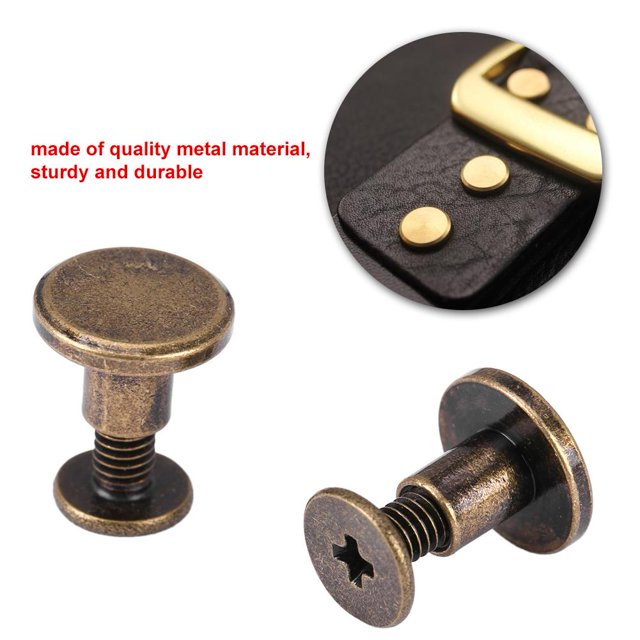 Garosa 20pcs Flat Head Copper Brass Screws Nuts Nails Rivets Leather Cap Accessory, Brass Rivets, Copper Rivets
