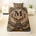 thumbnail image 3 of Castle Fairy Vintage Hunting Monogram M Twin Sheets 3pcs,Freshwater Duck Antler Layout Bedding,Timber Tan,1 Fitted Sheet,1 Flat Sheet and 1 Pillowcase, 3 of 6
