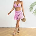thumbnail image 6 of Huowey Hand Crocheted Women 2PCS Set Patchwork Fringe Bikini Tops And Skirt Outfit Boho Bathing Suit Honeymoon Cruise Trendy Wear, 6 of 7