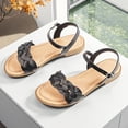 thumbnail image 4 of Women's Flat Slide Sandals Adjustable Ankle Strap Cross-strap Summer., 4 of 7