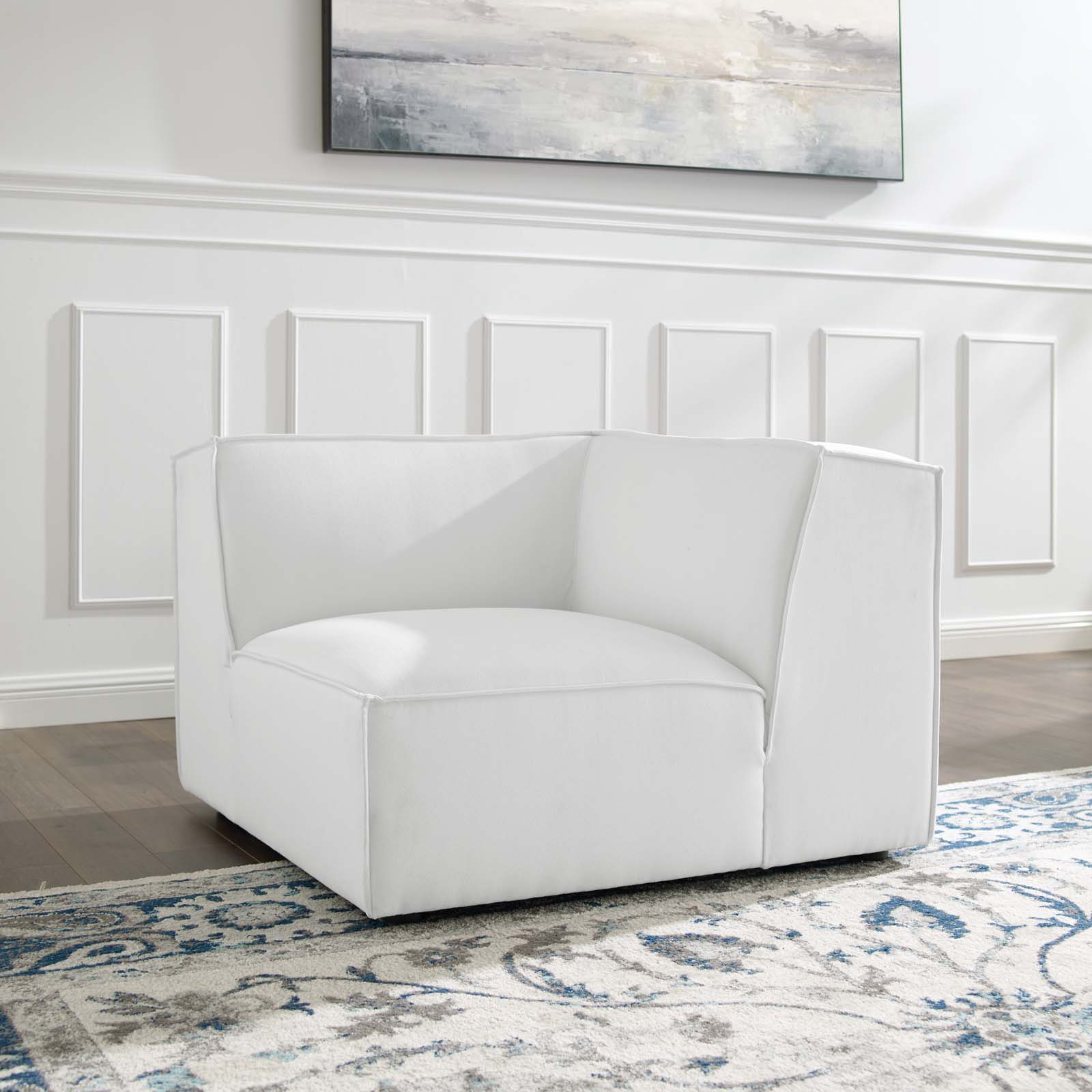Modway Restore Sectional Sofa Armless Chair, White Fabric