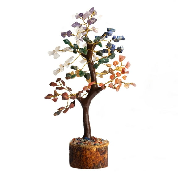 WC 7 Chakra Tree for Positive Energy Home Decorations and Healing Crystal Tree with M-Seal & Golden Wire | Money Tree | Crystal Decor | Multi Crystal | Feng Shui Decor (150 Beads)