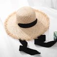 thumbnail image 2 of Sombrero de rafia de ala ancha para mujer para el verano - Correa ajustable - Vacaciones en la playa - Protección solar - Talla única, 2 of 3