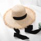 thumbnail image 2 of Sombrero de rafia de ala ancha para mujer para el verano - Correa ajustable - Vacaciones en la playa - Protección solar - Talla única, 2 of 3