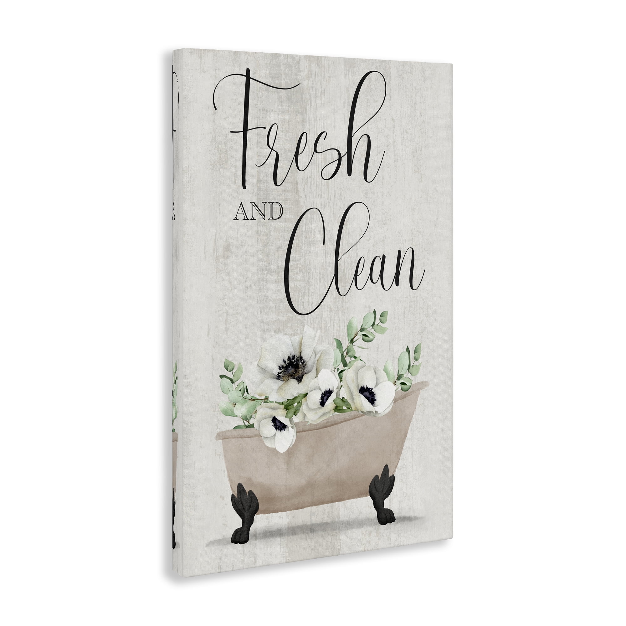 Stupell Industries Fresh & Clean Poppy Tub Bath & Laundry Painting Wrapped Canvas Art Print Wall Art, 16 x 24