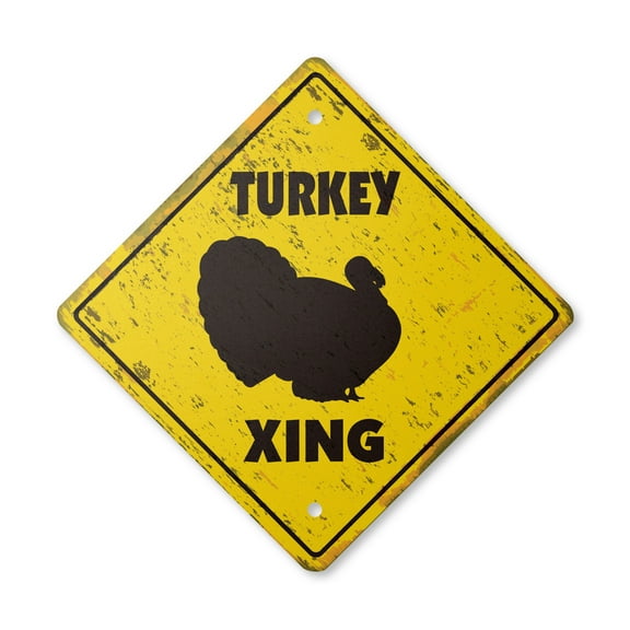 Turkey Vintage Crossing Sign Zone Xing | Indoor/Outdoor Plastic | 17" Tall rustic animals farmer Thanksgiving farm joke gag