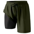 thumbnail image 2 of Mens Swim Trunks Solid Loose Fit Quick-Dry Lightweight 2 In 1 4-Way Stretch Bathing Suit Army Green S, 2 of 4