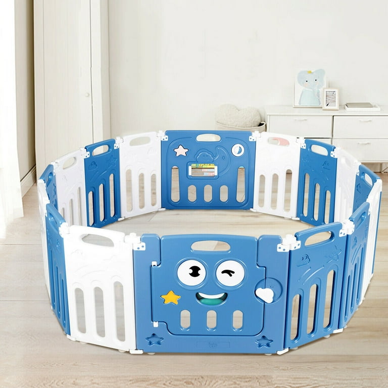 Gymax 16 Panel Foldable Baby Playpen Kids Activity Centre w Lock