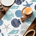 thumbnail image 3 of Navy Blue Coastal Table Runner 70 Inches, Starfish Shell Coral Summer Beach Ocean Bed Runner Dresser Scarves Tabletop for Indoor Outdoor Parties/Ceremony/Banquet, 13" x 70", 3 of 9