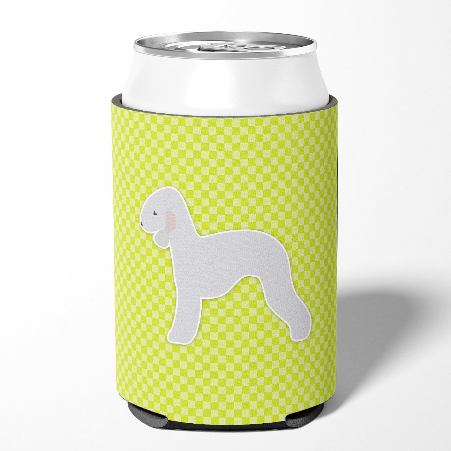 Caroline's Treasures BB3794CC Bedlington Terrier Checkerboard Green Can or Bottle Hugger, Can Hugger, multicolor