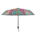 thumbnail image 2 of Peace Love Sign Compact Sun Umbrella Windproof Travel Umbrellas for Rain Strong Portable UV Protection, 2 of 8