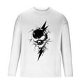 thumbnail image 5 of APEXFWDT Men's Big & Tall Halloween Skull Print T-shirt Long Sleeve Crew Neck Casual Shirt Festival Graphic Tee,L,White, 5 of 5