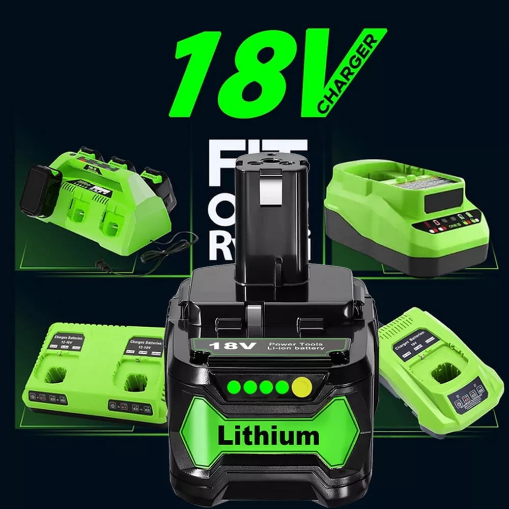 PDstation 2Packs 8.0Ah P108 Battery + 2Port P117 Charger Dual Channel Fast Charger Replace for Ryobi Battery P100 P102 P103 P105 P107 P108 P118 Ryobi 18v Battery and Charger Combo