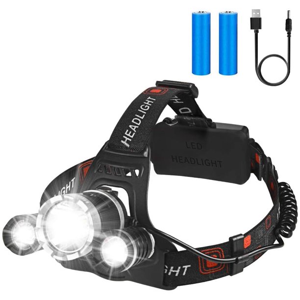 Rechargeable Headlamp, LED Flashlight, Zoomable 12000 Lumen Bright CREE