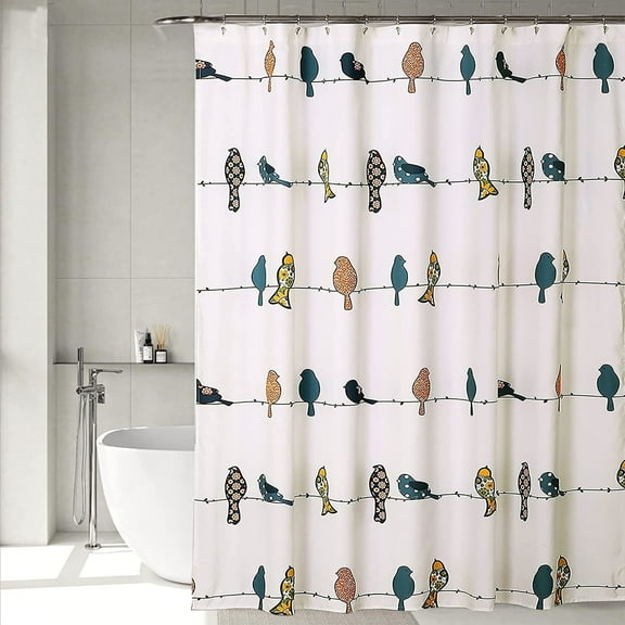 Bevtee Fabric Bird Shower Curtain, Cute Shower Curtains for Bathroom with Hooks, 72" x 72",Colorful