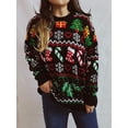 thumbnail image 3 of Boiiwant Pull de Noël Laid pour les Femmes à Manches Longues Col Rond Snowflake Bas Impression Pulls Tricotés Automne Hiver Noël Pulls Amples, 3 of 9