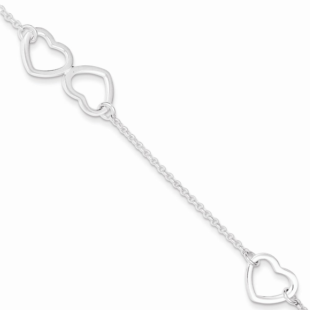 Bonyak Jewelry Sterling Silver Polished 9in w//1in ext Butterfly Anklet