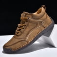thumbnail image 4 of PLERISE Men's Mid-Top Casual Handmade Leather Shoes, Vintage Stitched Barefoot Design, Comfortable Spring and Autumn Footwear for Walking, Travel, and Everyday Wear, 4 of 9
