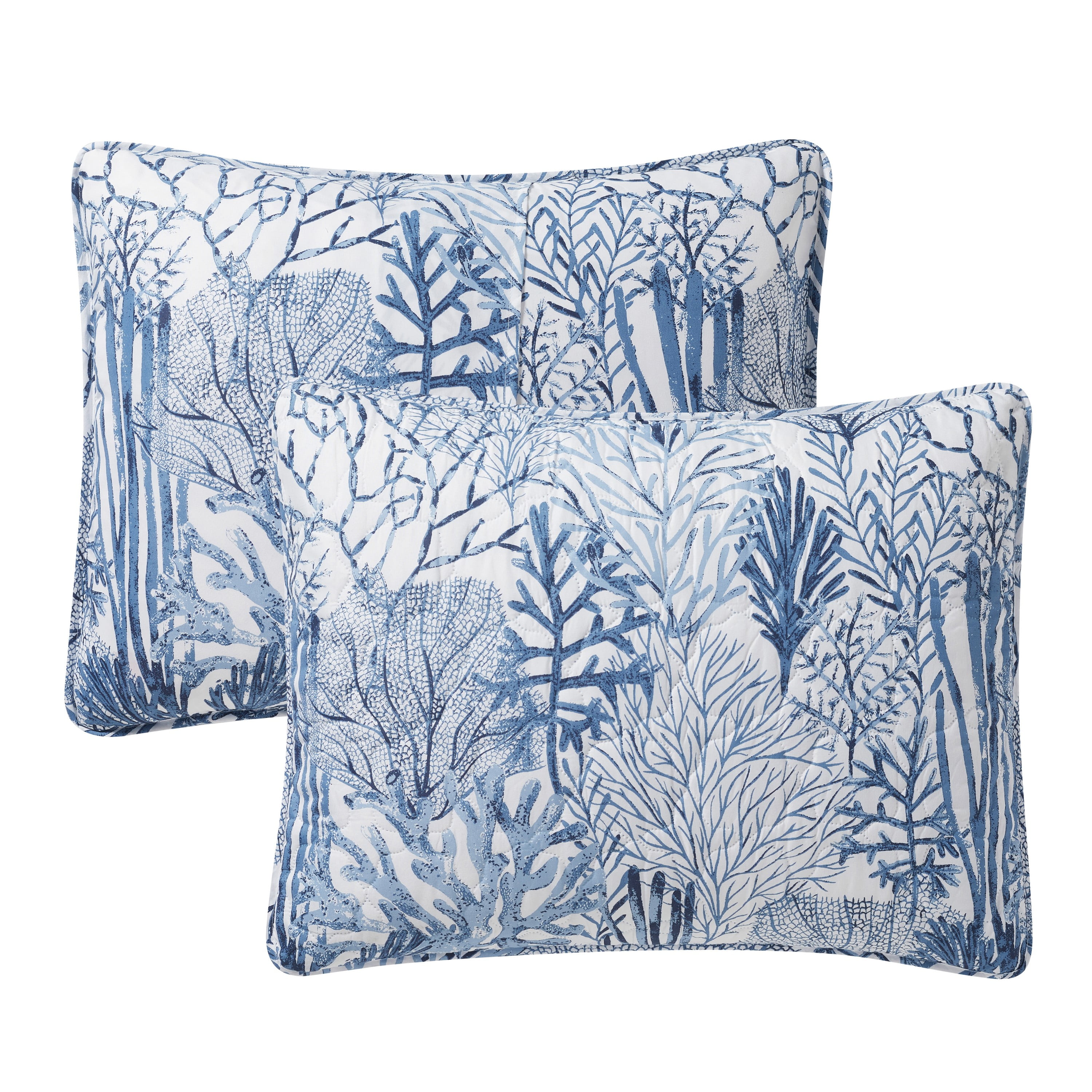 VCNY Home Gill Coastal 3-Piece Blue Printed Sea Plants Quilt Set, Full/Queen, Adult, Unisex