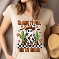 thumbnail image 4 of Blame It All On My Boos Shirt Funny Ghost Cowgirl Halloween Western Tee, Ash, Size 2XL, 4 of 6