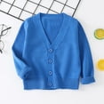 thumbnail image 2 of HAOTAGS Girls' Knit Cardigan Blouses, Autumn Winter V - Neck Row Button Long Sleeve Cotton Tops Blue 5-6Years, 2 of 5