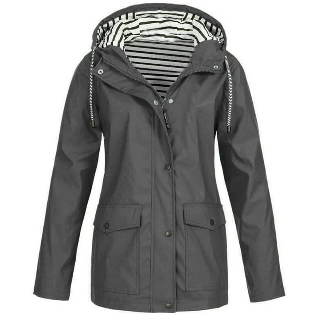 Fridja Veste de Pluie Imperméable pour Femmes Grande Taille avec Capuche Coupe-Vent